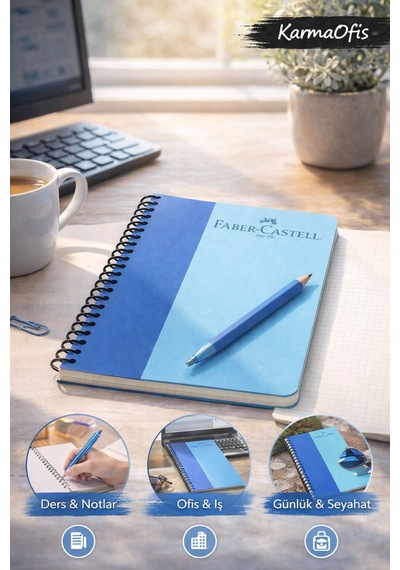Mavi 100 Yaprak Spiralli Bicolor Kareli Defter Pp Kapak Dayanıklı, Premium Defter