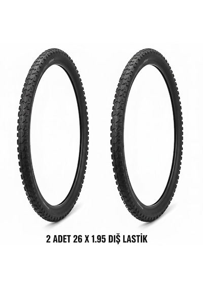 26 Jant Bisiklet Dış Lastik Takımı - 2 Adet 26x1.95 Dağ Bisikleti Mtb Dişli Dış Lastik
