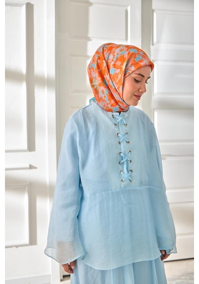 Silk Home Velora Eşarp 161001-21 Mavi, Turuncu, Yeşil