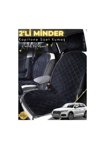 Audi Q5 Uyumlu 2'li Süet Oto Koltuk Minderi Terletmez Universal Su Geçirmez A2 Siyah