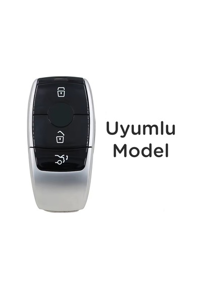 Mercedes C, E, S, G Class Amg Smart Uyumlu 3 Düğmeli Silikon Anahtar Kumanda Kılıfı Nano Siyah Gümüş