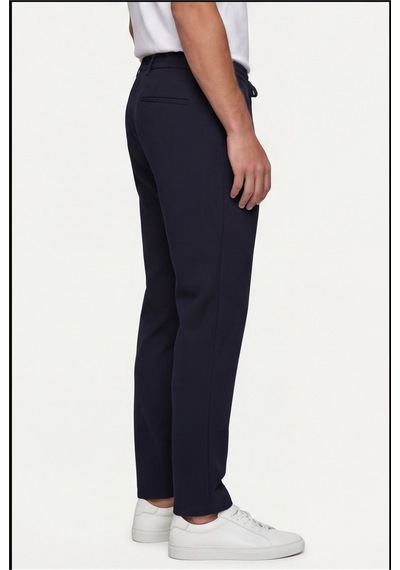 Sabri Özel Erkek Lacivert Normal Kesim Regular Fit Pamuklu Armürlü Bel Lastikli Jogger Pantolon