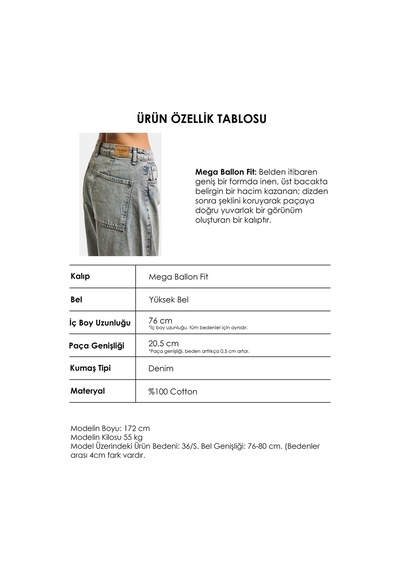 Itsbasic Kadın T.kot 4s6-67 Mega Balon Fit %100 Koton Denim Jean