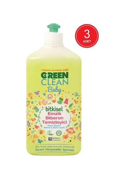 U Green Clean Baby Portakal Yağlı Bitkisel Biberon ve Emzik Temizleyici 3 x 500 ML