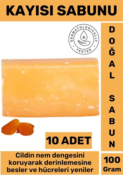Doğal Güzel Kokulu Cilt Besleyici Yenileyici Saç Dökülmesine Karşı Organik Kayısı Sabunu 10 Adet