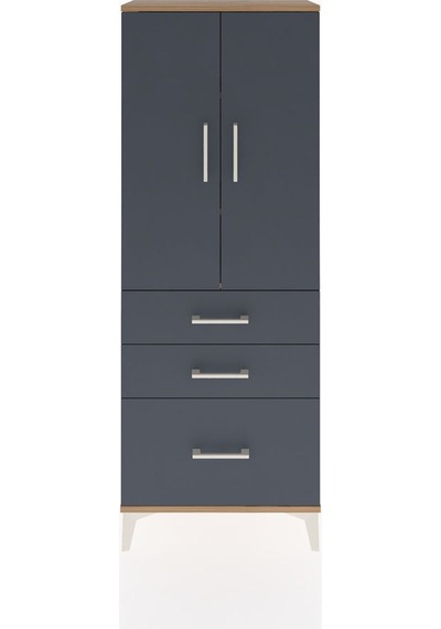Arges Dolap 3 Raflı Tek Çekmeceli 4 Kapaklı 60x30x163 Aytaşı-antrasit Atlas Çam