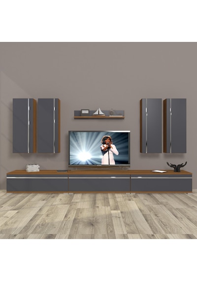 Decoraktiv Eko 8d Mdf Tv Ünitesi Tv Sehpası Ceviz - Antrasit
