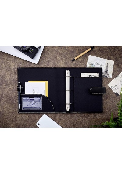 " Mini Executive Deri Portföy Klasörü, 1" Halka Bağlayıcı Ve 250 Sayfalık Kapasite, Not Defterleri Ve 5.5" X 8.5" Belgeler, 2 Kalem Döngüsü, Siyah Suni Deri" 98294