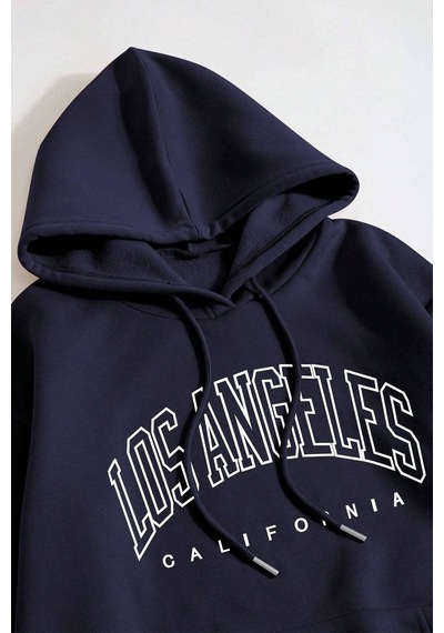 Uyguntarz Unisex Los Angles Baskılı Sweatshirt Lacivert