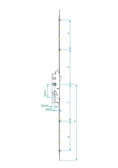 Plastik Gövdeli Pvc Kilitli Kapı Ispanyolet 180 Cm 28/85 Eksen