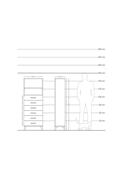 Arges Dolap 2 Raflı 6 Çekmeceli 60x30x163 Antrasit-çam Antrasit