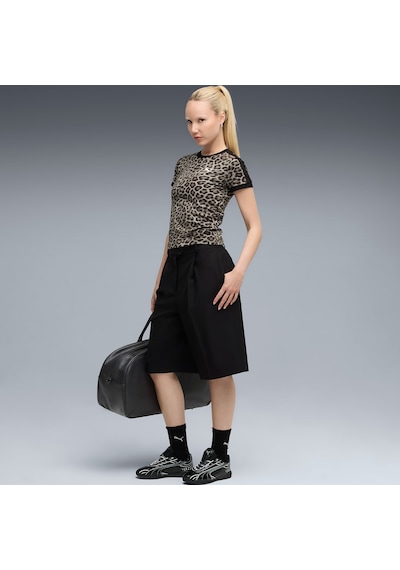Puma T7 Leopard Allover Print Kadın Tişört 632135-01 Çok Renkli
