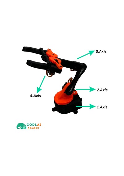 Codlaı Armbot Eco 3d Baskılı Programlanabilir Robotik Kol Seti - Ekonomik Mekanik Stem Kiti