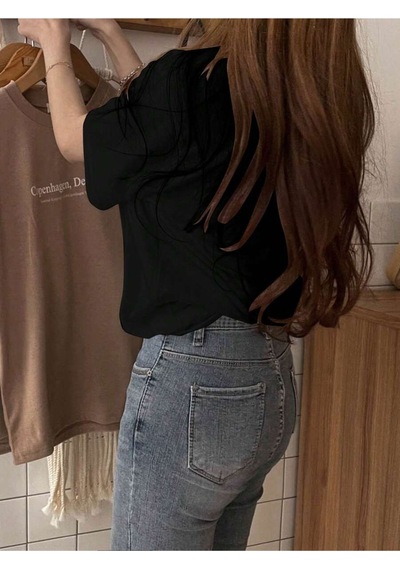 Uyguntarz Unisex Copenhagen Denmark Baskılı Tasarım Tshirt Siyah