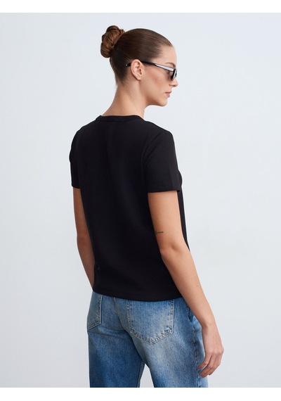 Dilvin 32779 Bisiklet Yaka T-shirt-siyah