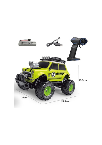 Koyu Pembe Uzaktan Kumandalı Full Fonksiyon Şarjlı Işıklı Off-road Oyuncak Araba 27.5 Cm Yeşil