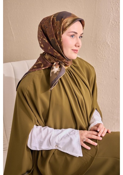Silk Home Twill İpek Bloom Eşarp Haki 90x90 Çok Renkli