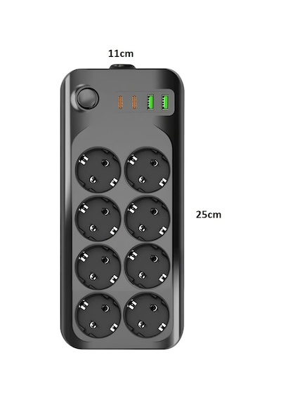 Akım Termal Çocuk Korumalı 2x Usb 2x Type-c Girişli 8li Priz 5 Metre Kablo 2500w Diğer