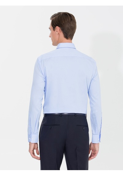 Cacharel Mavi Slim Fit Uzun Kollu Basic Gömlek