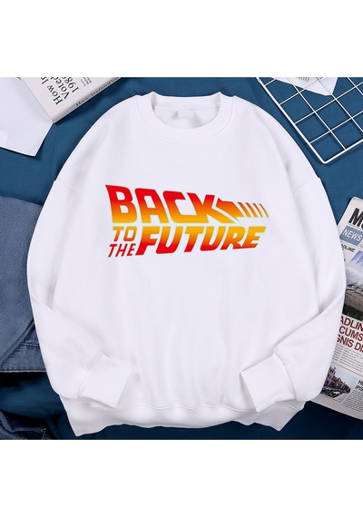 Startmore Startmoregeleceğe Geri Film Logosu Hoodie Erkekler Vintage Casual Hoody Anime Gevşek Kazak Harajuku Po Beyaz