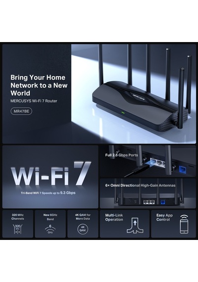 Mercusys Mr47be Wıfı7 Be9300 Üç Bant Router-221092