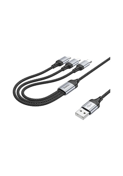 Hoco. X102 Fresh 1m 2.4a 3in1 Usb To Type-c / Lightning Ve Micro Çıkışlı Hızlı Şarj Data Kablosu - Siyah