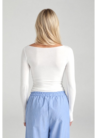 Cloudymood Kadın Ultra Soft Kayık Yaka Ekru Bluz Ekru - 892430116 Ekru