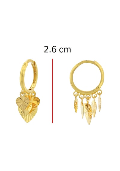 Sallantılı Kalp Altın Küpe / 22 Ayar Sarı Altın