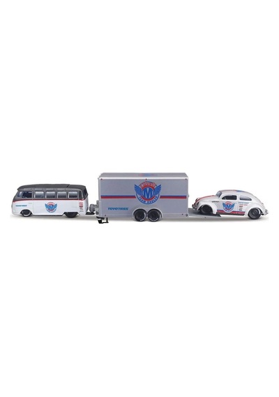 Mey İthalat 1/64 Design Seri Yarış Takımı Römork Ve Araç Set Beyaz