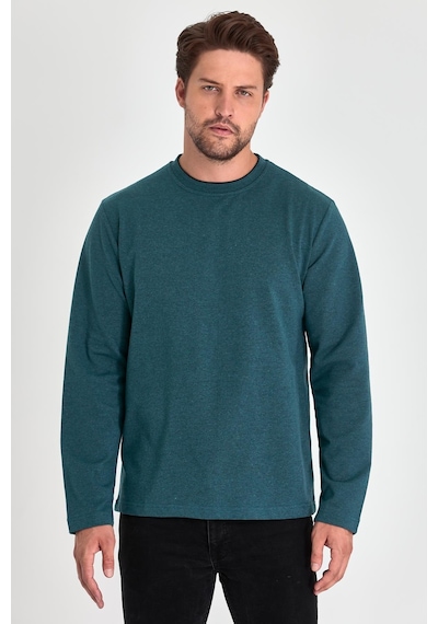 Comeor Erkek Petrol Çift Bisiklet Yaka Standart Rahat Kesim Sweatshirt Cmrb68-petrol