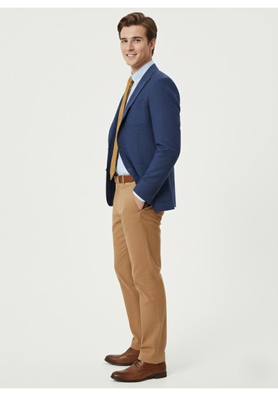Presto Erkek Slim 6 Drop Örme Torba Cep Ceket Saks Mavi 1639-004a Saks Mavi
