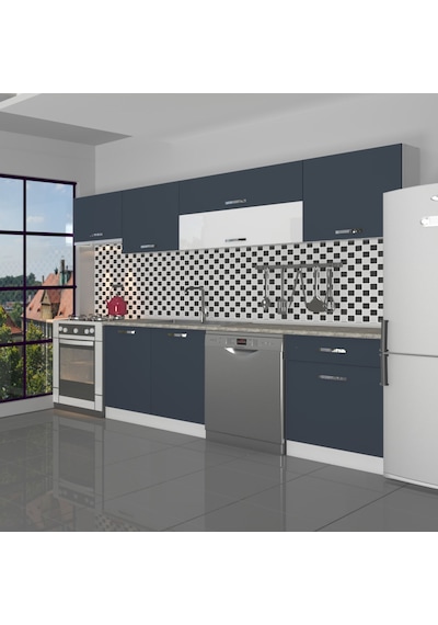 Decoraktiv Elite 280y Mdf Hazır Mutfak Dolabı - Tezgah Dahil - Antrasit