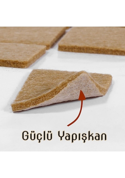 Yapışkanlı Mobilya Ayak Koruyucu Keçe 40x40 Mm 10'lu Paket Kaydırmaz Zemin Çizmez Keçesi Kahverengi