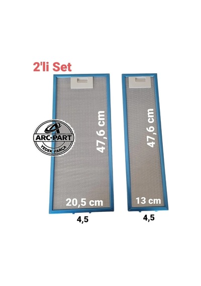 Esty 1390 X6 İnox Aspiratör Alüminyum Filtre - 2'li Set - 20,5x47,6 Cm / 13x47,6 Cm