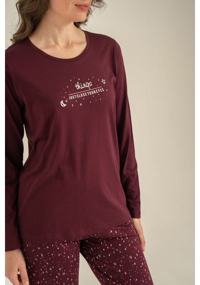 Arnetta Kadın Just Close Your Eyes Mor Uzun Kol Pijama Takım Ar3774-s-v1 Ar3774-s-v1