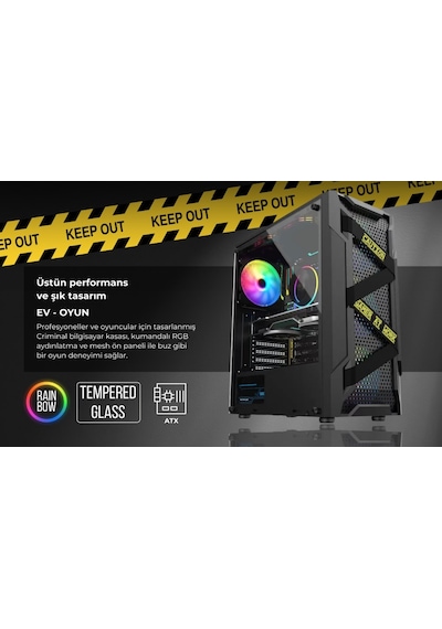 Spectrum Criminal Rgb 4 Fanlı Şeffaf Yan Panelli Atx Oyuncu Kasası
