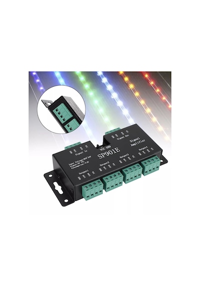 Rgb Sinyal Amplifikatörü Tekrarlayıcı Adreslenebilir Programlanabilir Led Şerit Sp901e Piksel Kontrol Cihazı Diğer