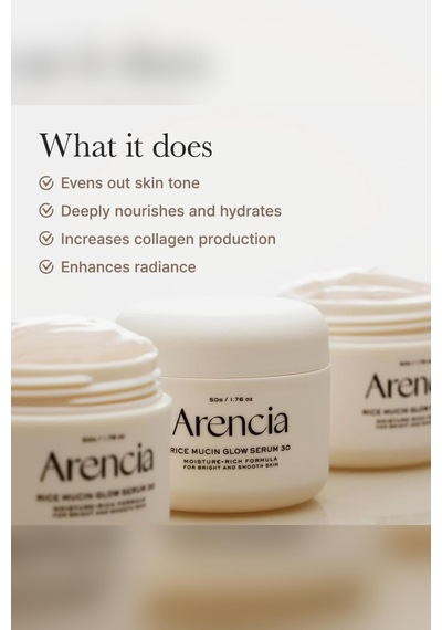 Arencia Rice Mucin Glow 30 Nemlendirici Gece Maskesi Serumu 50gr