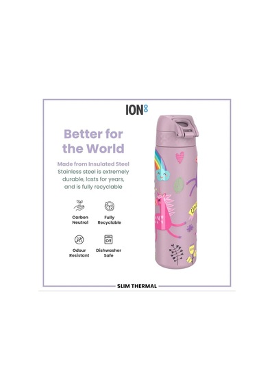 İnce Su Termosu - Unicorn - 500 Ml - Sızdırmaz Çok Renkli