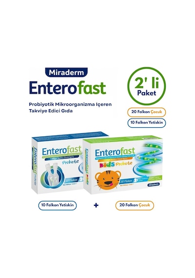 Aile Probiyotik Seti Enterofast Probıotıc 20 Falkon Çocuk - Enterofast Probıotıc 10 Flakon Yetişkin