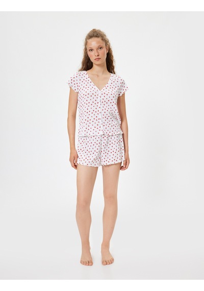 Koton Çilek Baskılı Şortlu Pijama Takımı Dokulu Rahat Kalıp Kırmızı Desenli 4slk40167mk Kırmızı Koton Çilek Baskılı Şortlu Pijama Takımı Dokulu Rahat Kalıp Kırmızı Desenli 4slk40167mk Kırmızı