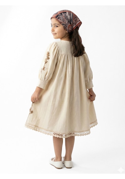 Xo Kids Kız Çocuk Elbise 4-8 Yaş 929 Bej