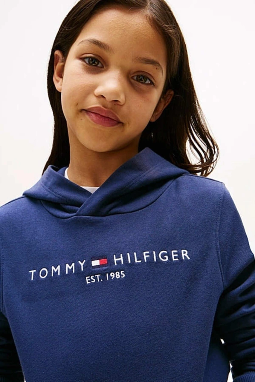 Tommy Hilfiger Unisex Çocuk Th Essential Hoodie Kapüşonlu Sweatshirt - Lacivert-10983 Twilight Navy