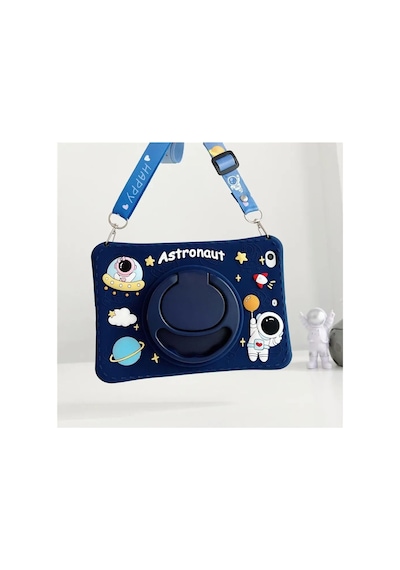Covpor Samsung Galaxy Tab A11 / A9 8.7 İnç İle Uyumlu Standlı Askılı Karakterli Çocuk Kılıfı - Astronot