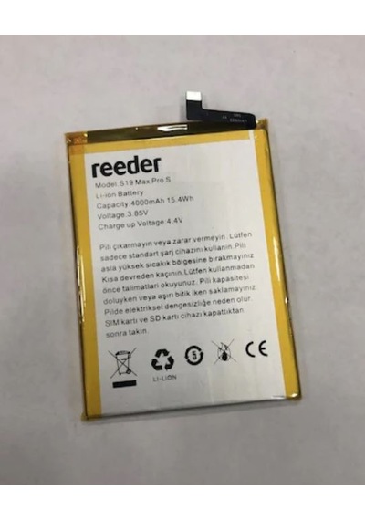 Reeder S19 Max Pro S Batarya Pil Telefon Bataryası Pil Bandı Yanında