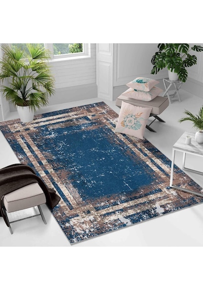 Kaymaz Taban Yıkanabilir Halı Mutfak, Salon, Yatak Odası İçin Modern Dijital Baskı Halı Slnhalı01 - 0001 Çok Renkli