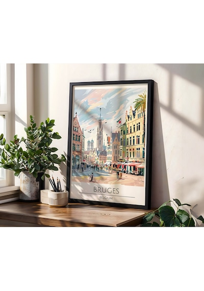Bruges Belgıum Ahşap Çerçeveli Dekoratif Duvar Tablosu