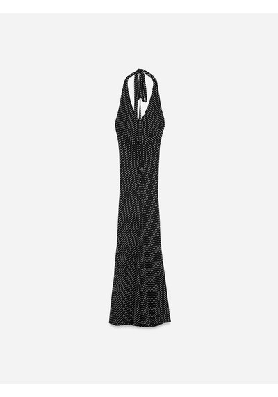 DİLVİN 91698 Lyocell Halter Yaka Midi Elbise-siyah