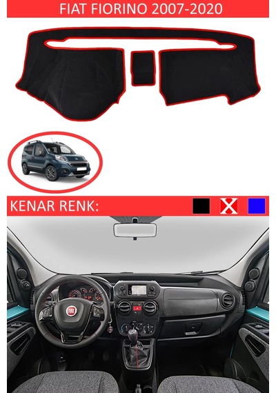 Torpido Koruma Halısı Siyah Kenar Renk Kırmızı Fiat Fiorino 2007-2020 İle Uyumlu