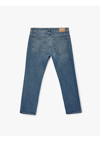 Koton Cep Detaylı Pamuklu Jean - Mark Straight Jeans Orta İndigo 7wam40037nd